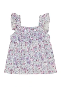 Girls 7-16 Flutter Sleeve Floral Top