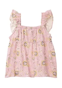 Girls 7-16 Ruffle Flower Printed Top