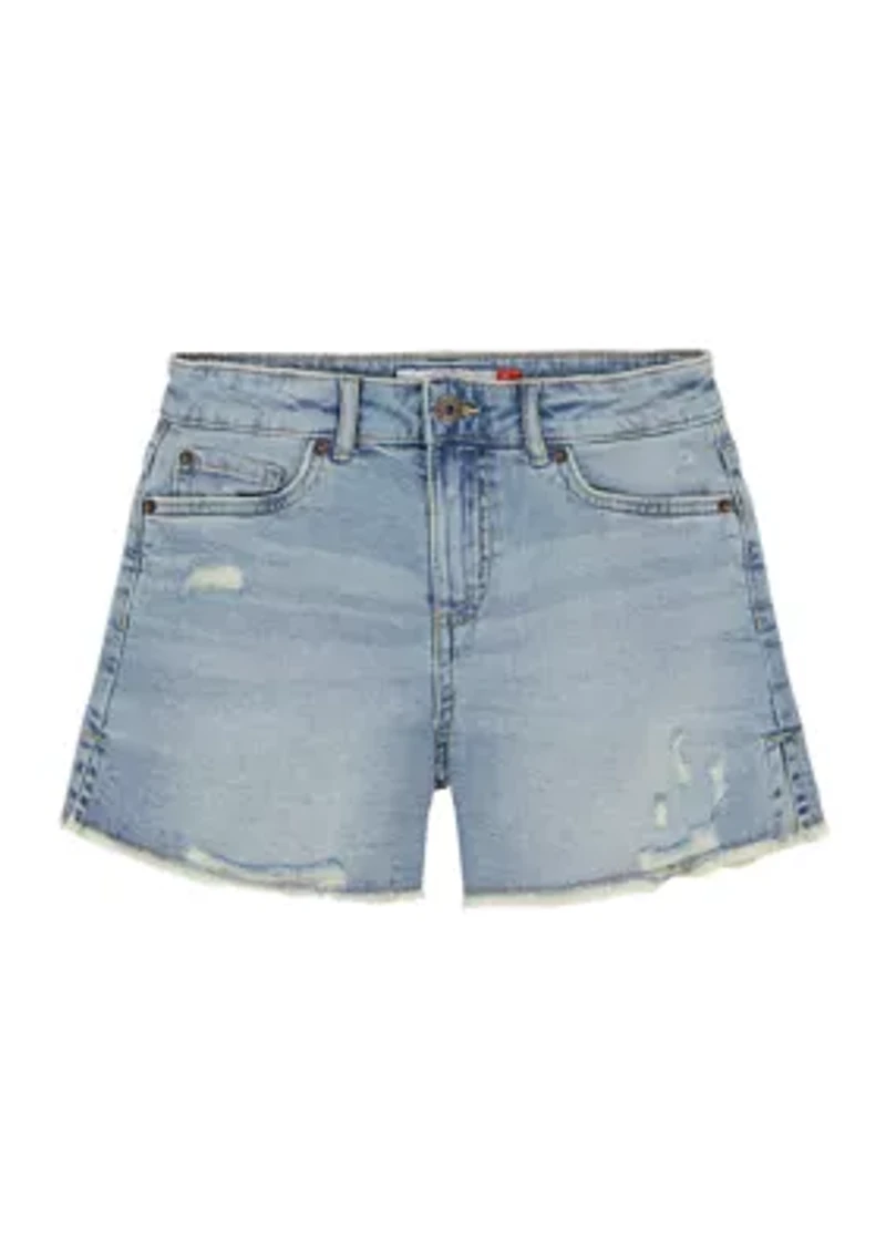 Girls 7-16 Mid Rise Destructed Shorts