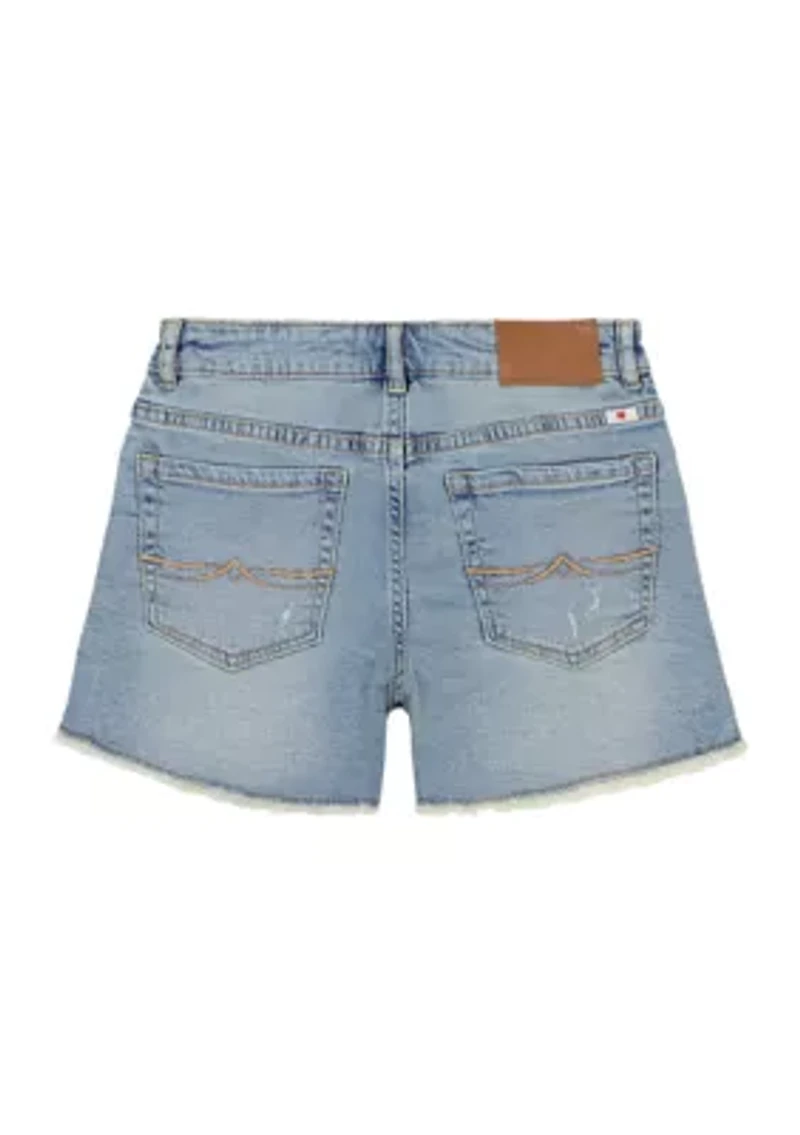 Girls 7-16 Mid Rise Destructed Shorts