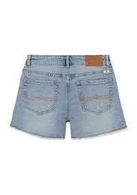 Girls 7-16 Mid Rise Destructed Shorts