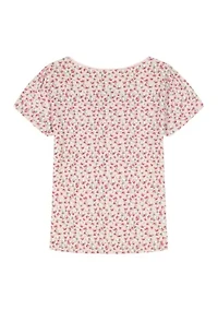 Girls 7-16 Floral Pointelle Top