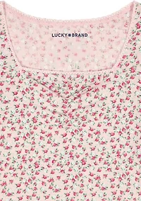 Girls 7-16 Floral Pointelle Top
