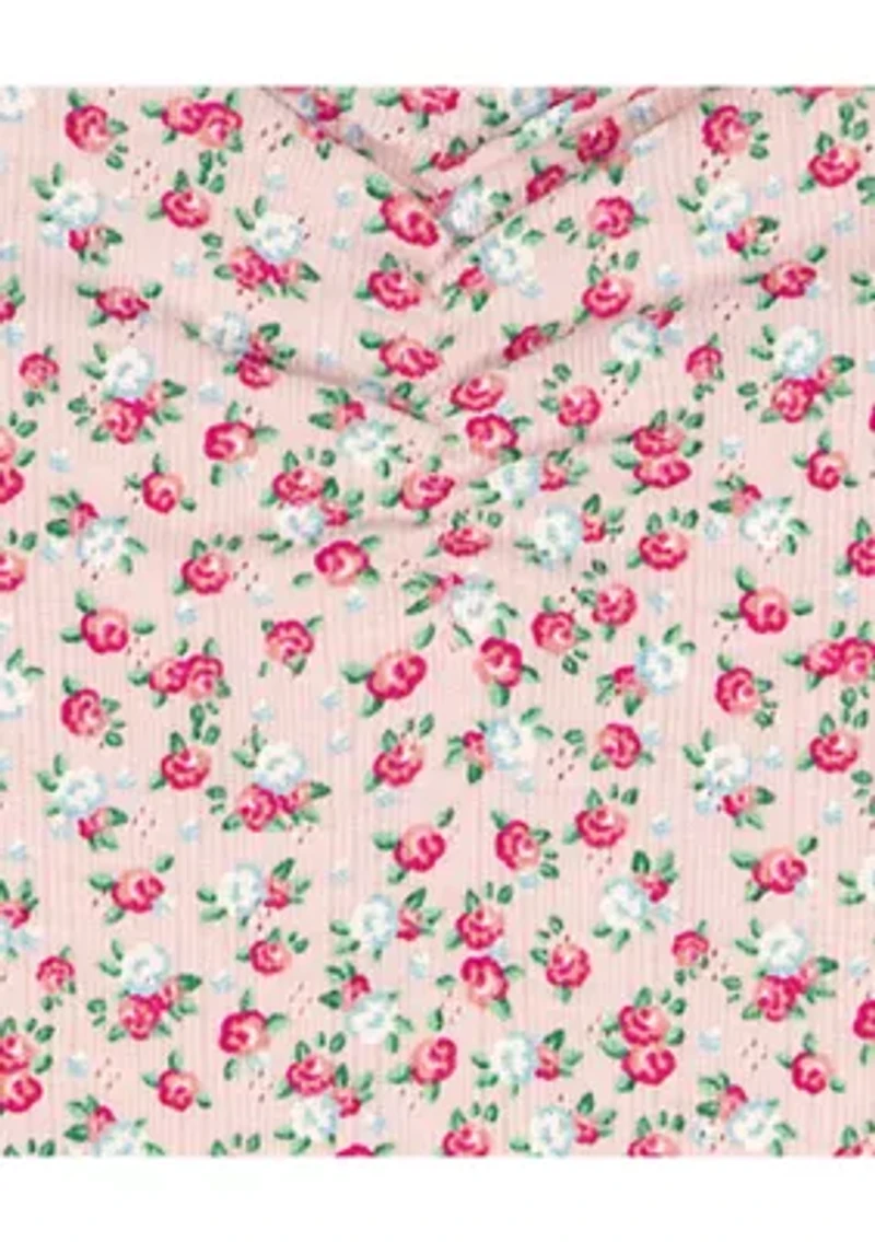 Girls 7-16 Floral Pointelle Top