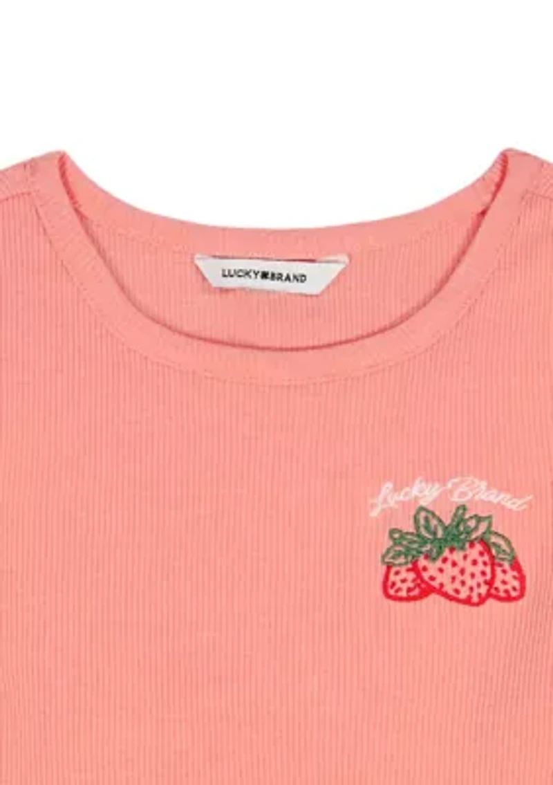 Girls 7-16 Fruit Graphic Ribbed Fitted T-Shirt