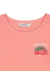 Girls 7-16 Fruit Graphic Ribbed Fitted T-Shirt