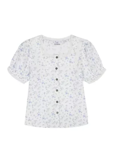 Girls 7-16 Floral Woven Top