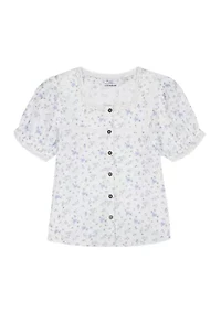 Girls 7-16 Floral Woven Top