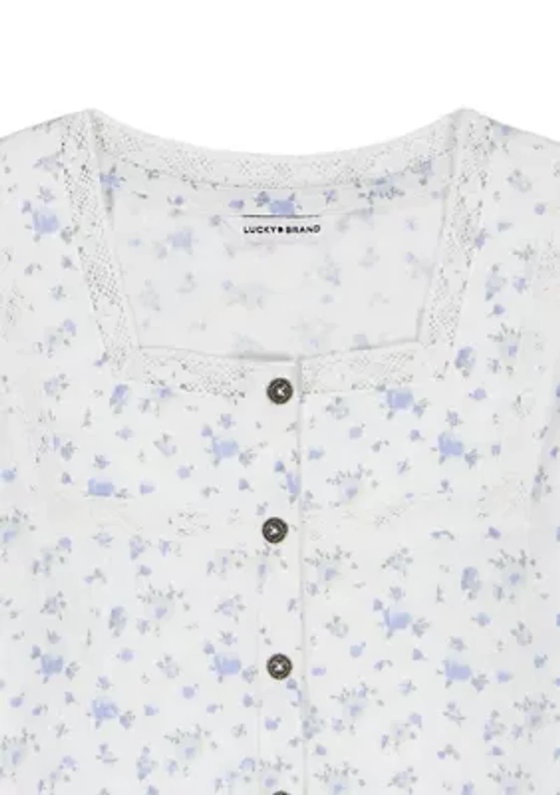 Girls 7-16 Floral Woven Top