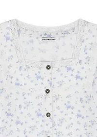 Girls 7-16 Floral Woven Top
