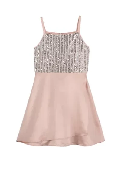 Girls 7-16 Sequin Bodice with Charmeuse Skirt Dress