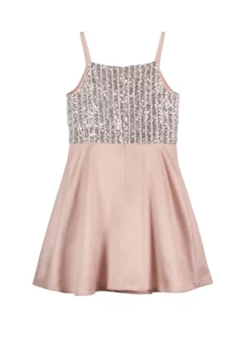 Girls 7-16 Sequin Bodice with Charmeuse Skirt Dress