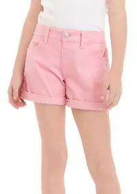 Girls 7-16 Mid Rise Shorts with Double Roll Cuff