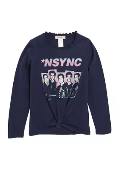 Girls 7-16 Long Sleeve Knot Front Graphic T-Shirt