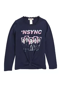 Girls 7-16 Long Sleeve Knot Front Graphic T-Shirt