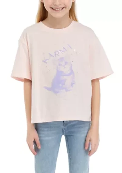 Girls 7-16 Karma is a Cat Graphic T-Shirt