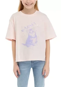 Girls 7-16 Karma is a Cat Graphic T-Shirt