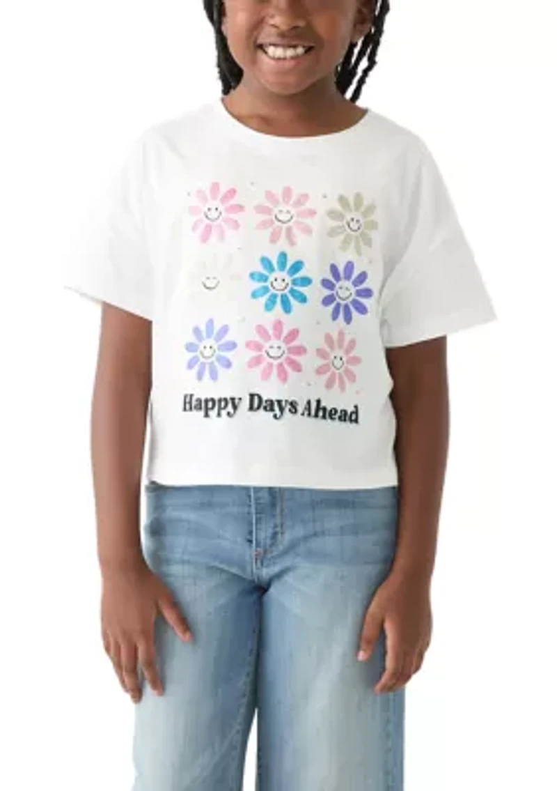 Girls 7-16 Drop Shoulder Happy Days Ahead Graphic T-Shirt