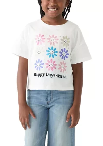 Girls 7-16 Drop Shoulder Happy Days Ahead Graphic T-Shirt