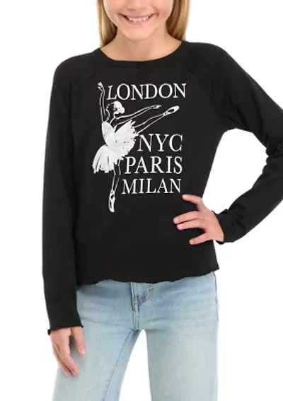 Girls 7-16 Long Sleeve Destination Ballerina Graphic T-Shirt