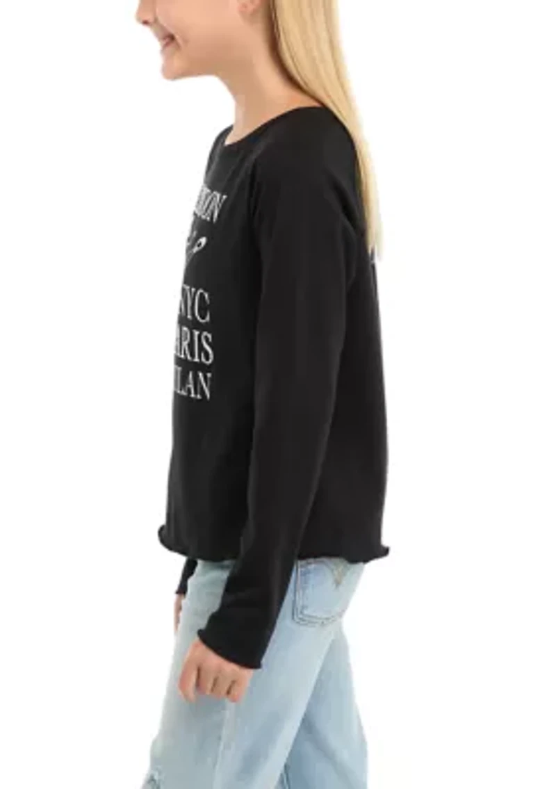 Girls 7-16 Long Sleeve Destination Ballerina Graphic T-Shirt