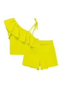 Girls 7-16 Ruffle Shorts Set