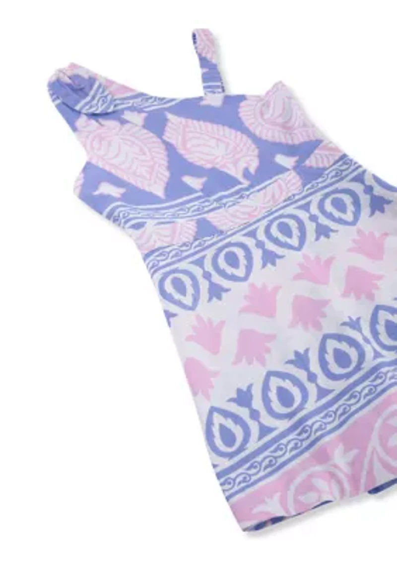 Girls 7-16 Asymmetrical Printed Romper