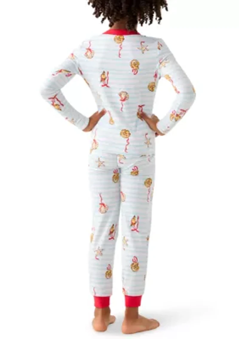 Unisex Big Kid Shell Stripe Pajama Set