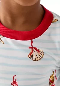Unisex Big Kid Shell Stripe Pajama Set