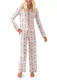 Unisex Big Kid Holiday Bows & Wreaths Notch Collar Pajama Set