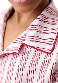 Unisex Big Kid Red Stripe Notch Collar Pajama Set