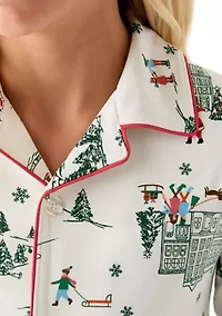 Unisex Big Kid Winter Village Notch Collar Pajama Set