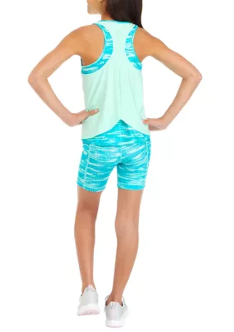 Girls 7-16 Tank Top and Printed Bike Shorts Set