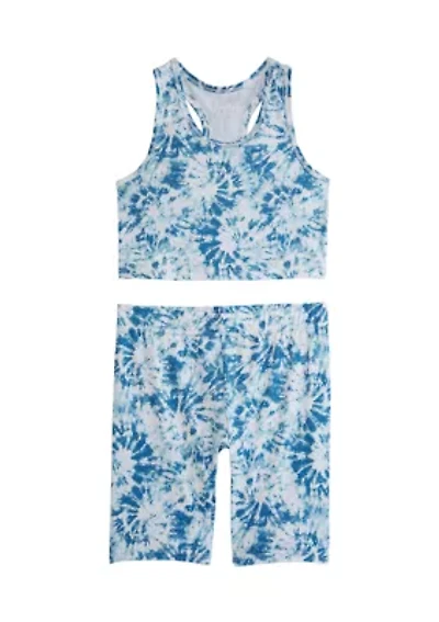Girls 7-16 Sleeveless Bra Tank and Bike Shorts Set