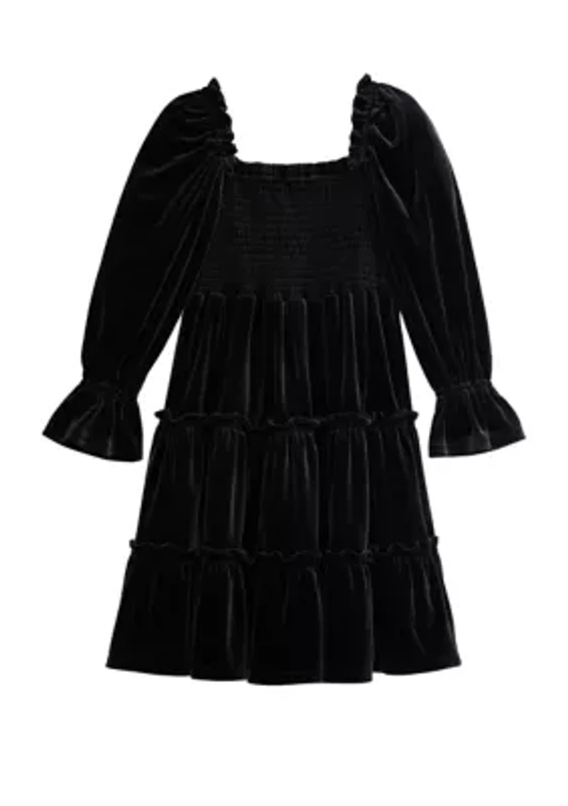 Girls 4-6x Smocked Velvet Dress