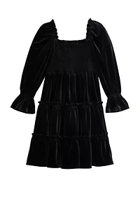 Girls 4-6x Smocked Velvet Dress