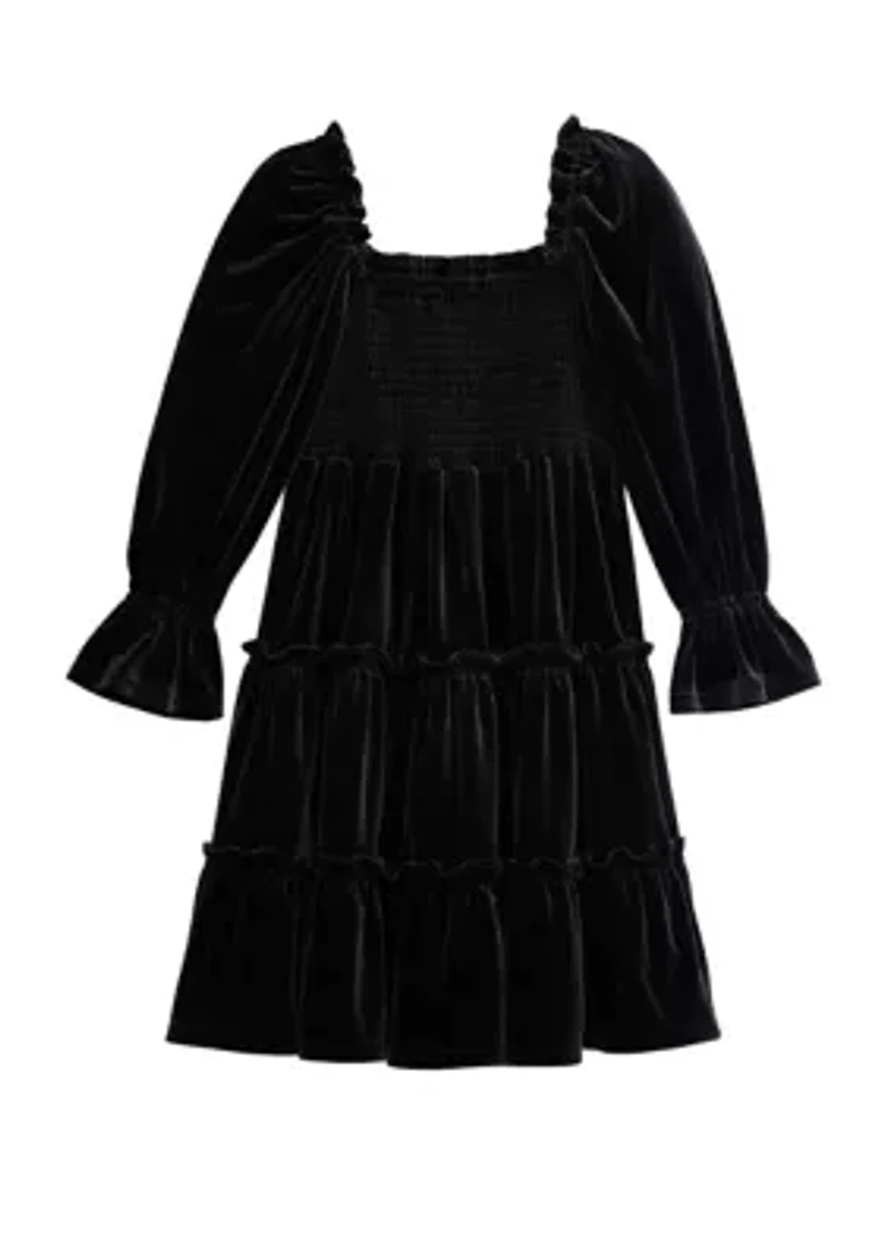 Girls 4-6x Smocked Velvet Dress