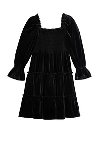 Girls 4-6x Smocked Velvet Dress