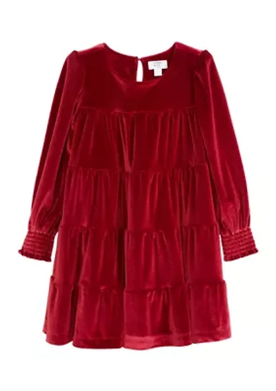 Girls 4-6x Tiered Velvet Dress