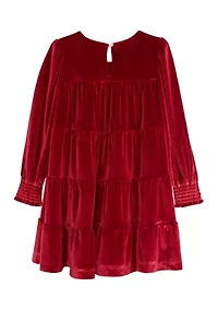 Girls 4-6x Tiered Velvet Dress