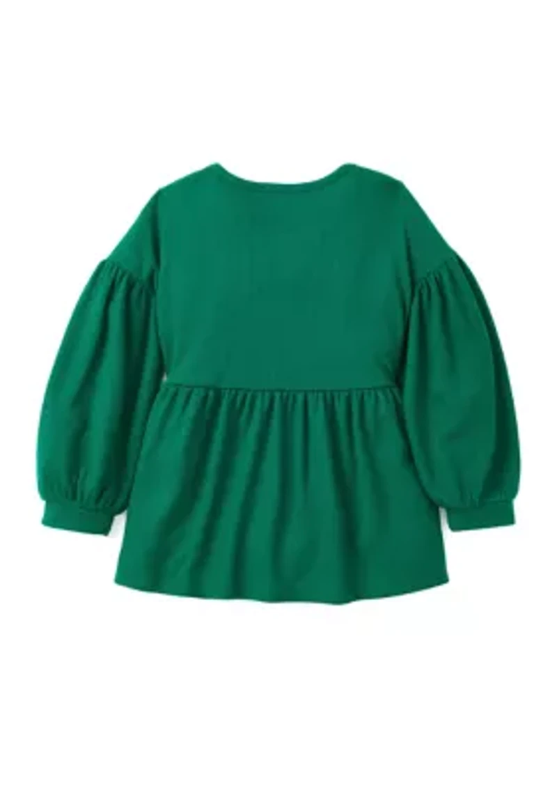 Girls 4-6x Long Sleeve Waffle Knit Top