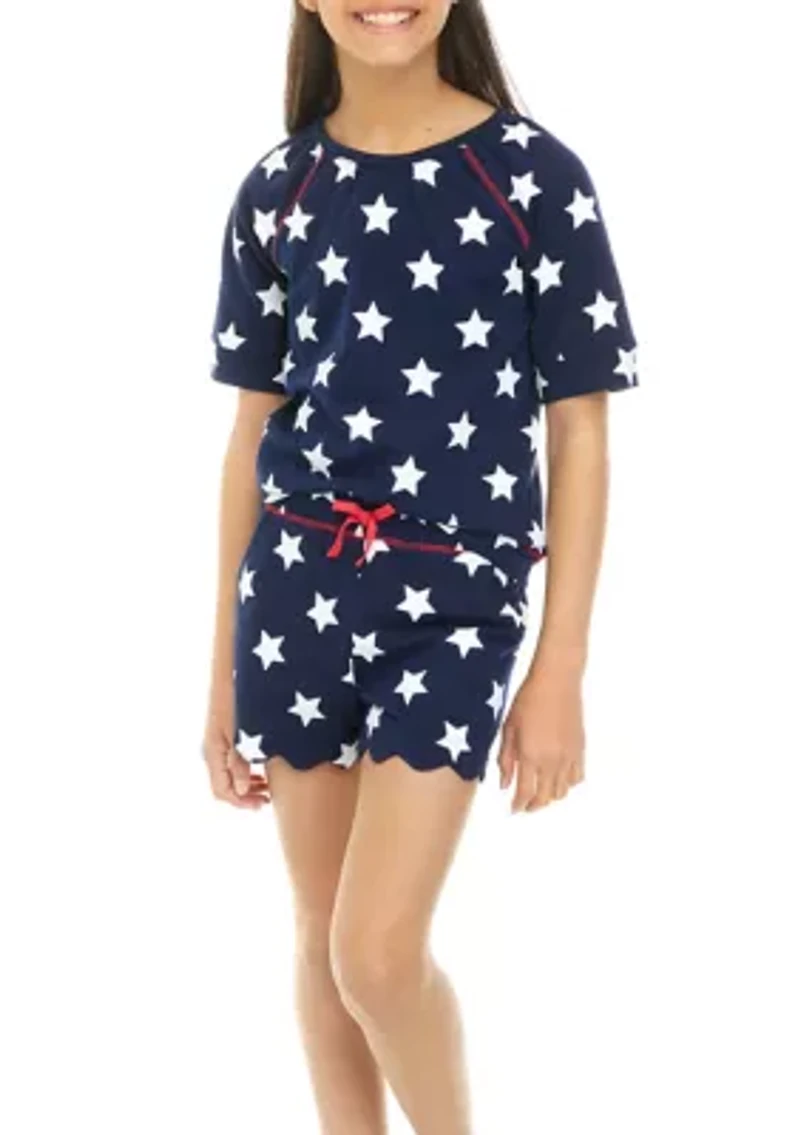 Girls 7-16 Short Sleeve Sweatshirt and Shorts Set