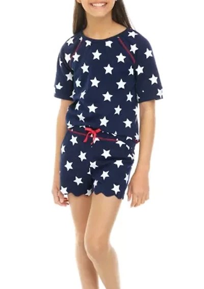 Girls 7-16 Short Sleeve Sweatshirt and Shorts Set