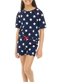 Girls 7-16 Short Sleeve Sweatshirt and Shorts Set