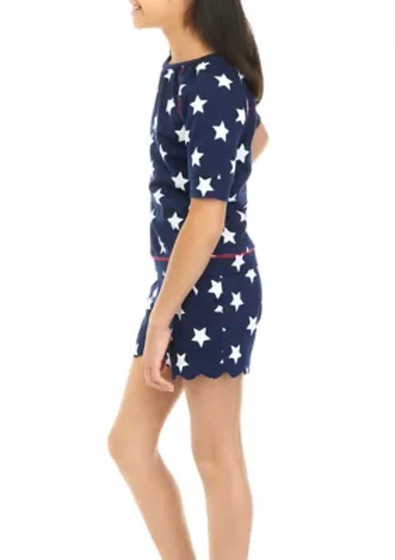 Girls 7-16 Short Sleeve Sweatshirt and Shorts Set