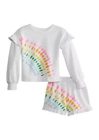 Girls 7-16 Printed Sweatshirt and Shorts Set