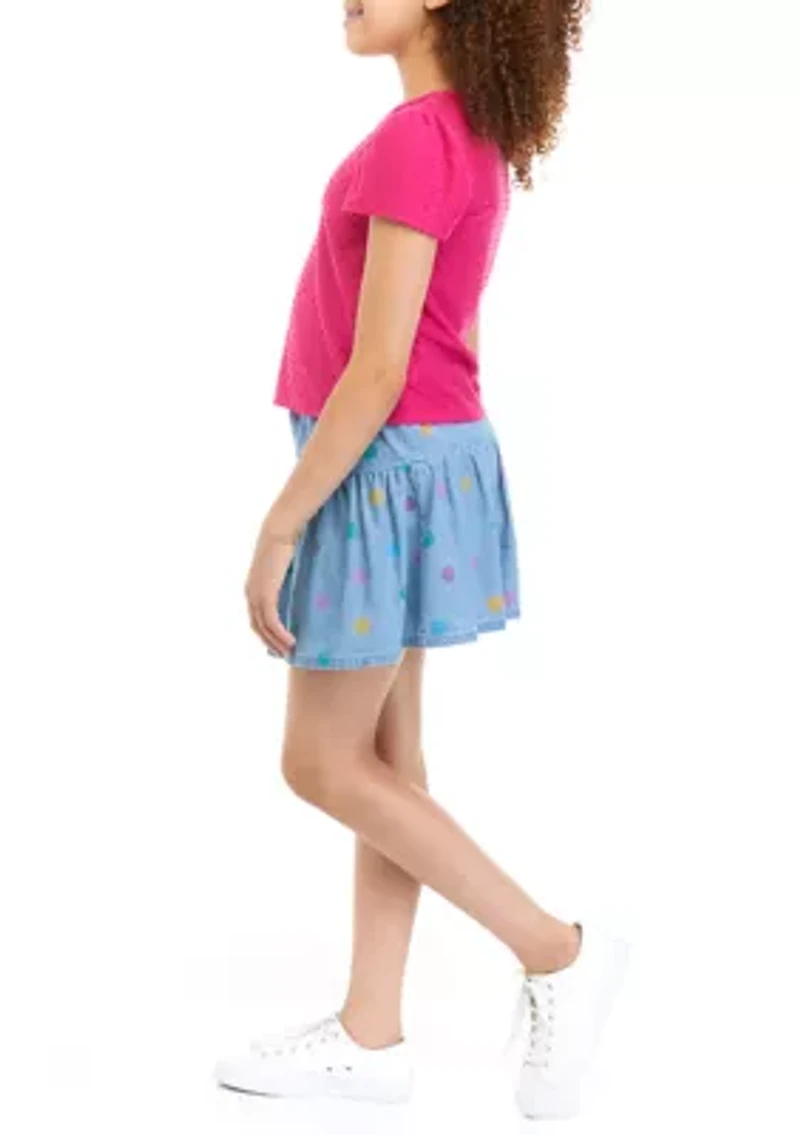 Girls 7-16 Solid T-Shirt and Skirt Set