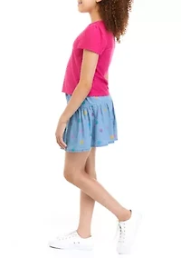 Girls 7-16 Solid T-Shirt and Skirt Set