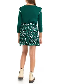 Girls 7-16 Long Sleeve Solid T-Shirt and Printed Skirt Set