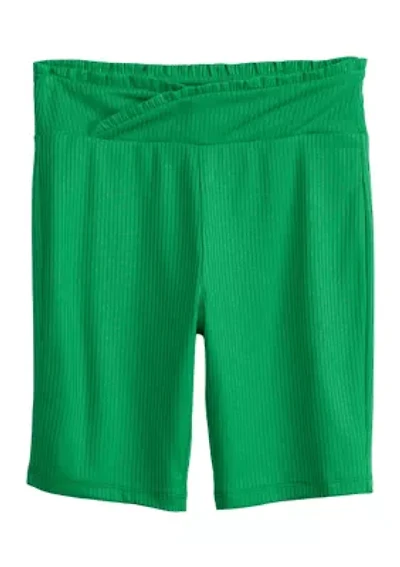 Girls 7-16 Pulled On Ribbed Bike Shorts